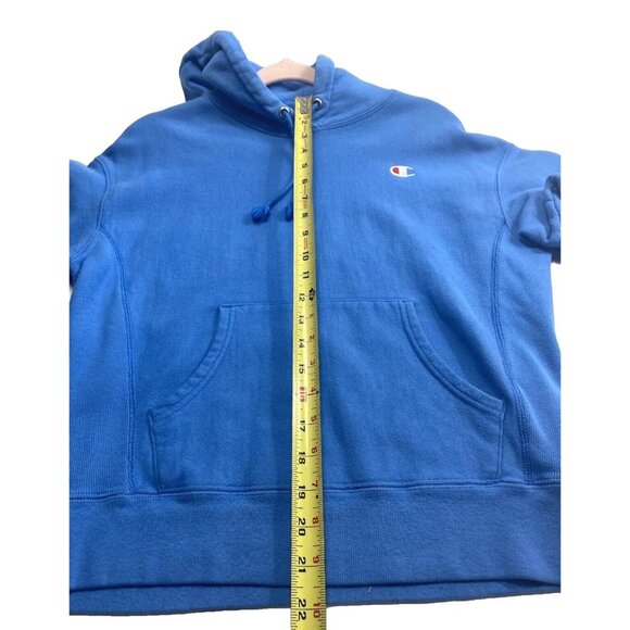 Champion Blue Pullover Hoodie Drawstring Sweatshirt Size Medium Pre-Owned Great - Picture 2 of 12
